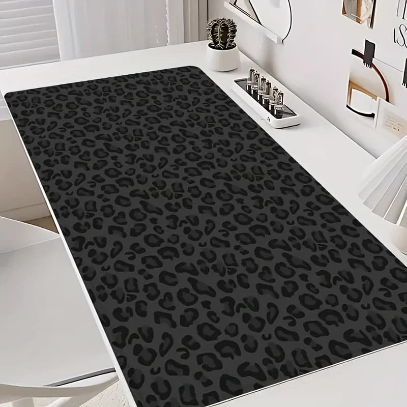 Tappetino per mouse da gioco di grandi dimensioni con stampa leopardata, base in gomma antiscivolo e superficie liscia - Tappetino da scrivania con stampa animalier nero e dorato
