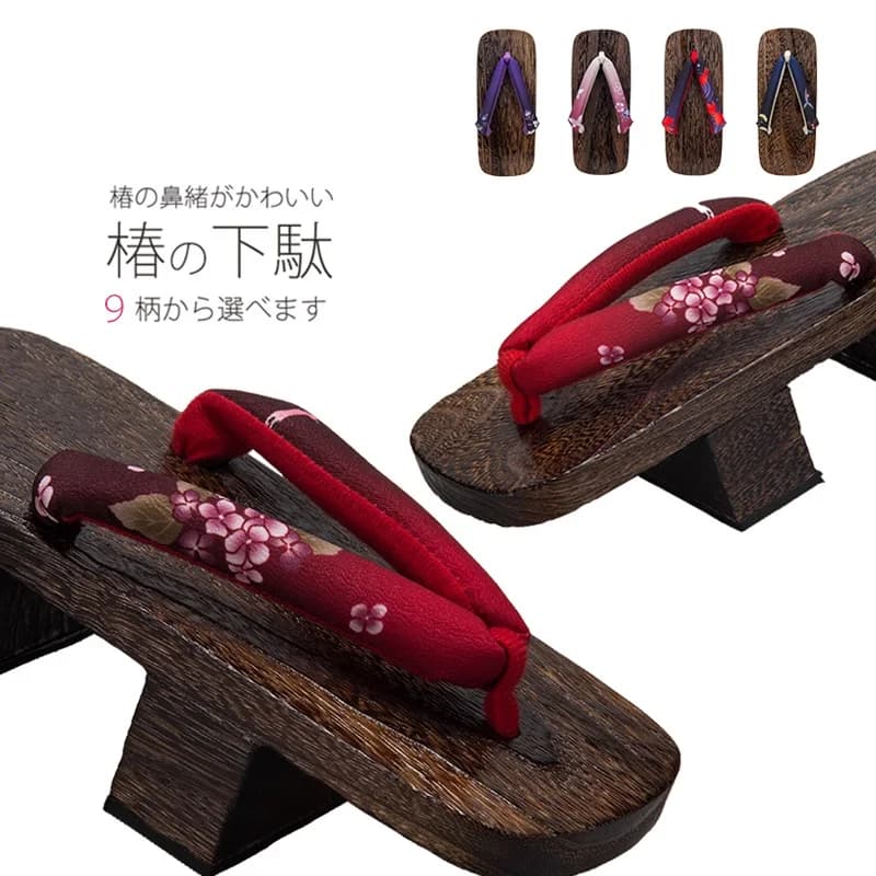 Japanese Style Customized Flip Flops Solid Wood Slippers Wooden 5.5CM Heel Summer Decor