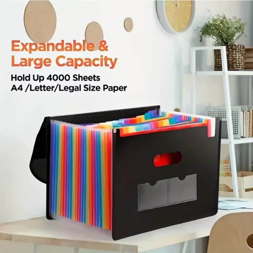 37/25/13 Pockets Plastic Three Sided Sealed Hanging Rope Flip Organ Bag A4 Multi-layer Folder Office File Storage Bag