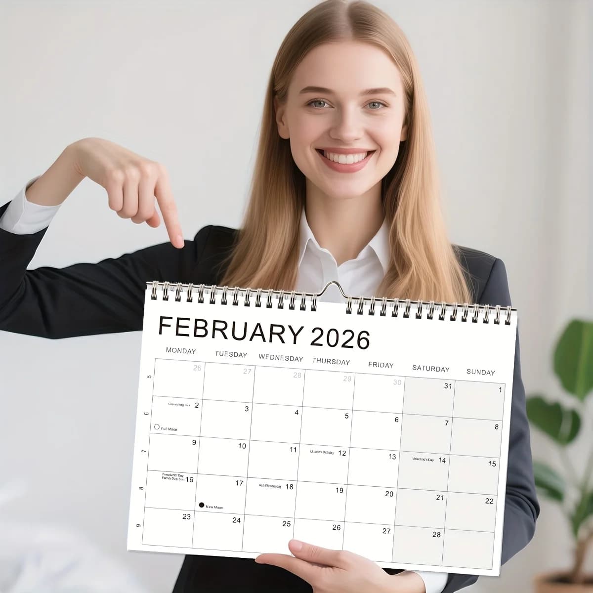 Calendario settimanale A4 da 1 pezzo 2026-2027 Visualizza con schede mensili, segni di luna piena e luna nuova, layout da lunedì a domenica