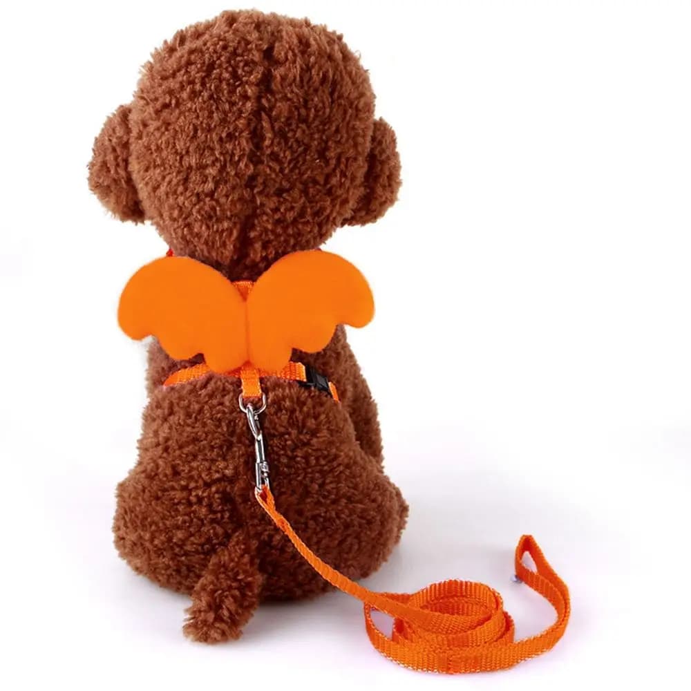 Set Guinzaglio e Collare Regolabile per Cuccioli e Gatti con Ali d'Angelo - Accessori Sicuri e Carini per Animali Domestici