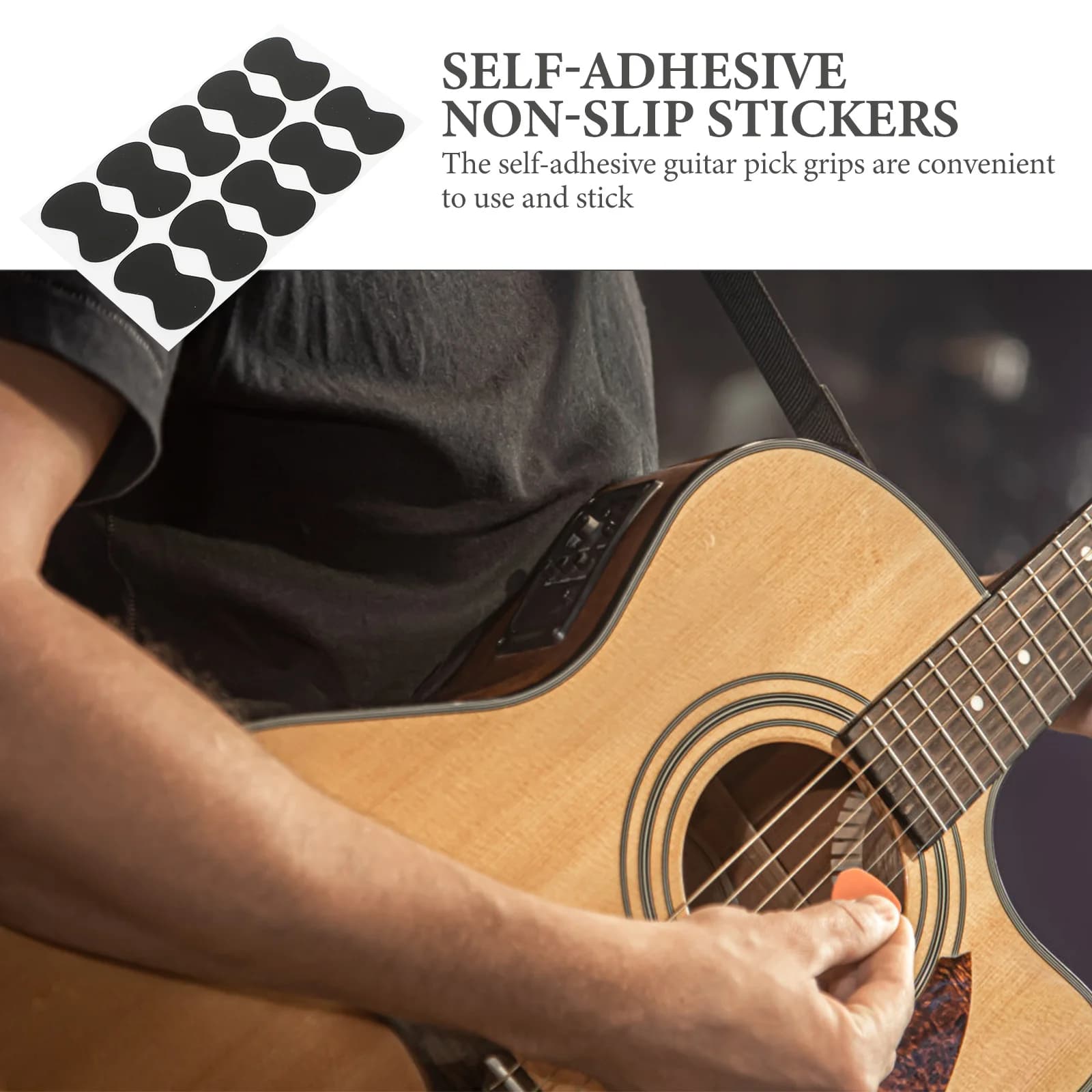 20 Pezzi Grip per Plettri in EVA Antiscivolo Adesivi per Chitarra, Maggiore Frizione, Facili da Applicare, Portatili, Neri