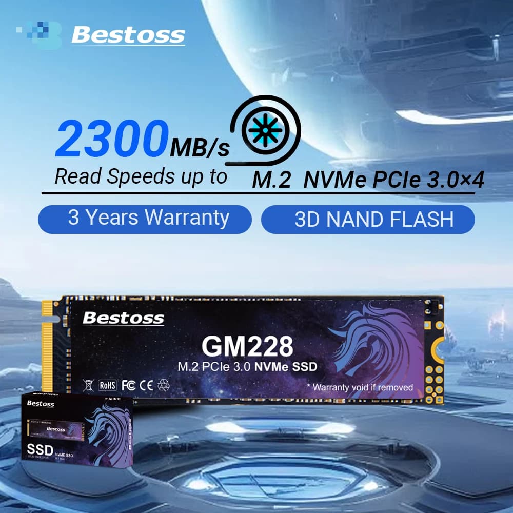 Bestoss M.2 SSD NVMe PCIe 3.0x4 128 GB 256 GB 512 GB 1 TB 2 TB Disco rigido interno 2280 per laptop desktop