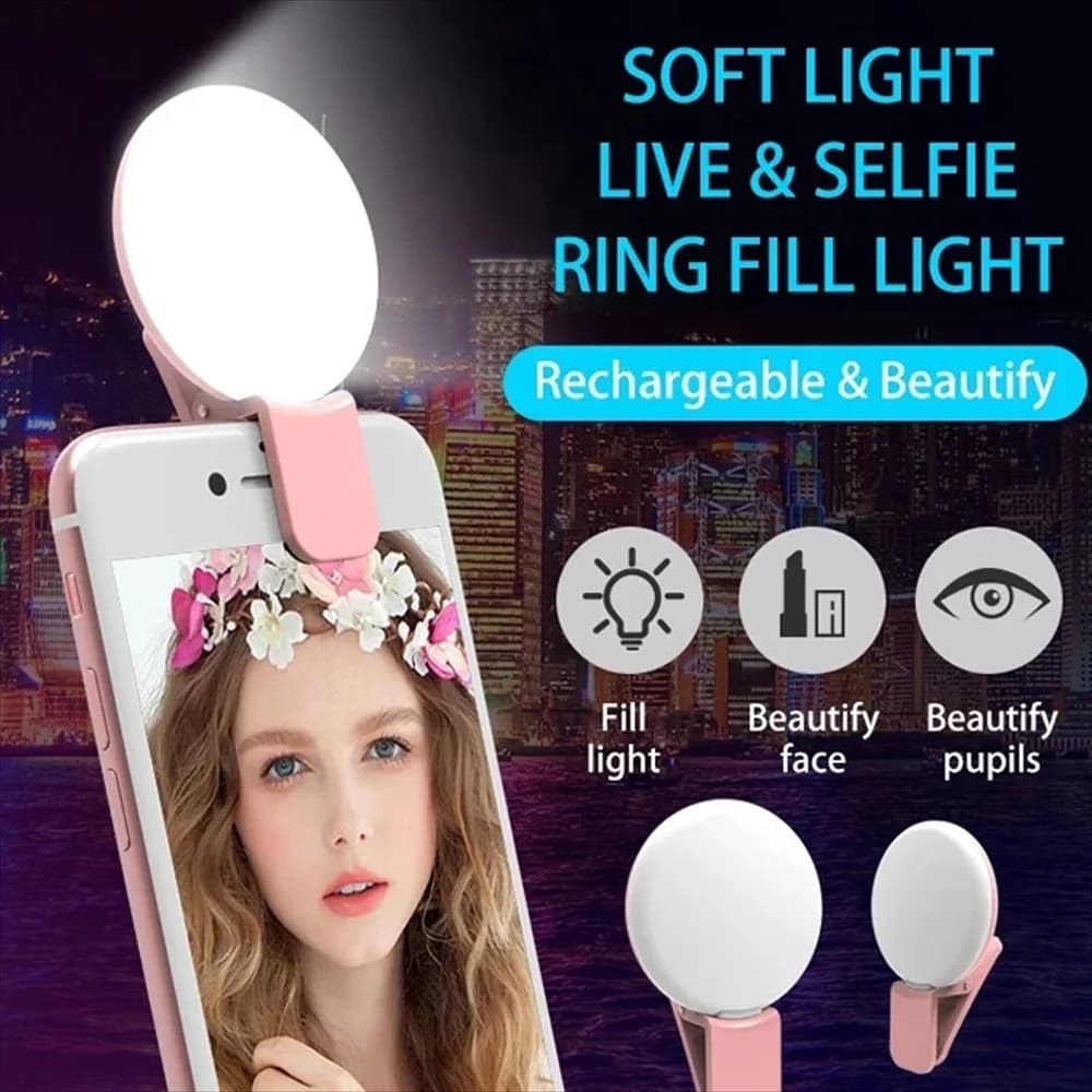 Mini Selfie Ring Light Portable LED Lamp Charging USB Photography Clip Luminous Ring Universal Mobile Phone Lamp Live Video Beauty Lamp