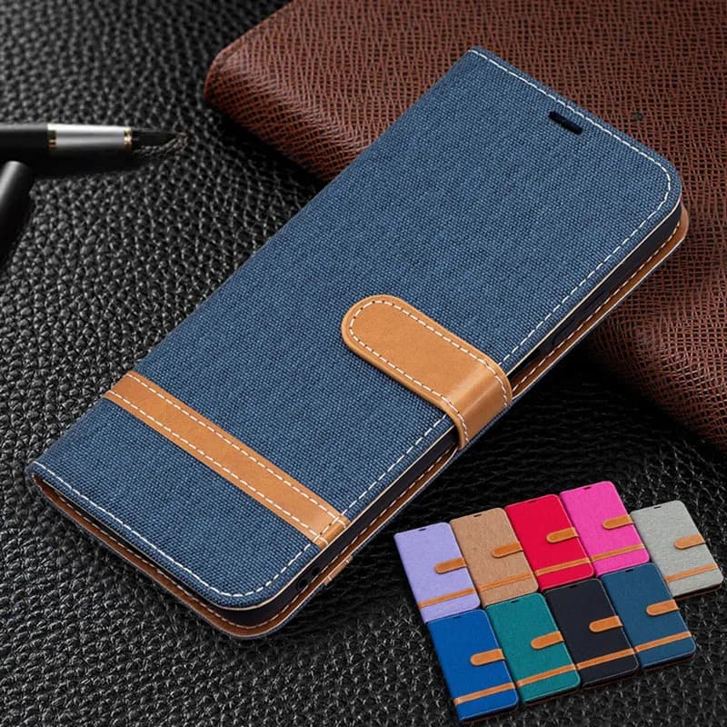 Spell Color Denim Leather Case For Redmi Note 10 Pro 10S 9 9A 9C 9S 8 8A 8T 7 7A 6 Pro POCO X3 NFC M3 Wallet Magnetic Card Cover