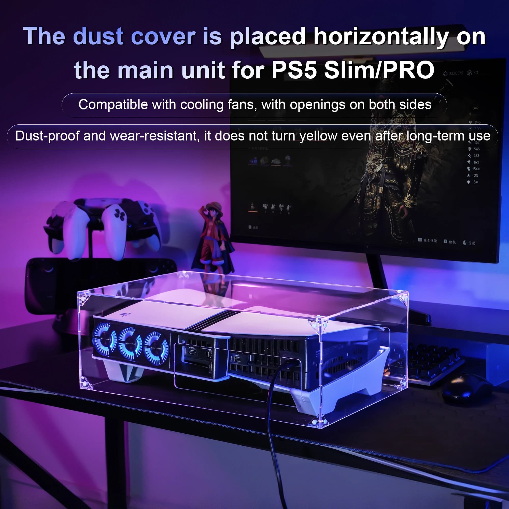 Custodia Protettiva Trasparente in Acrilico con Dissipazione del Calore per Console PS5 Pro/Slim, Accessori PS5