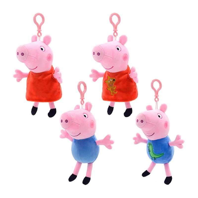 Ciondolo in peluche Peppa Pig 19 cm George Cartoon bambola di pezza Decorazione della stanza dei bambini Giocattoli di peluche Chiave Zaino Ciondolo Regali per bambini