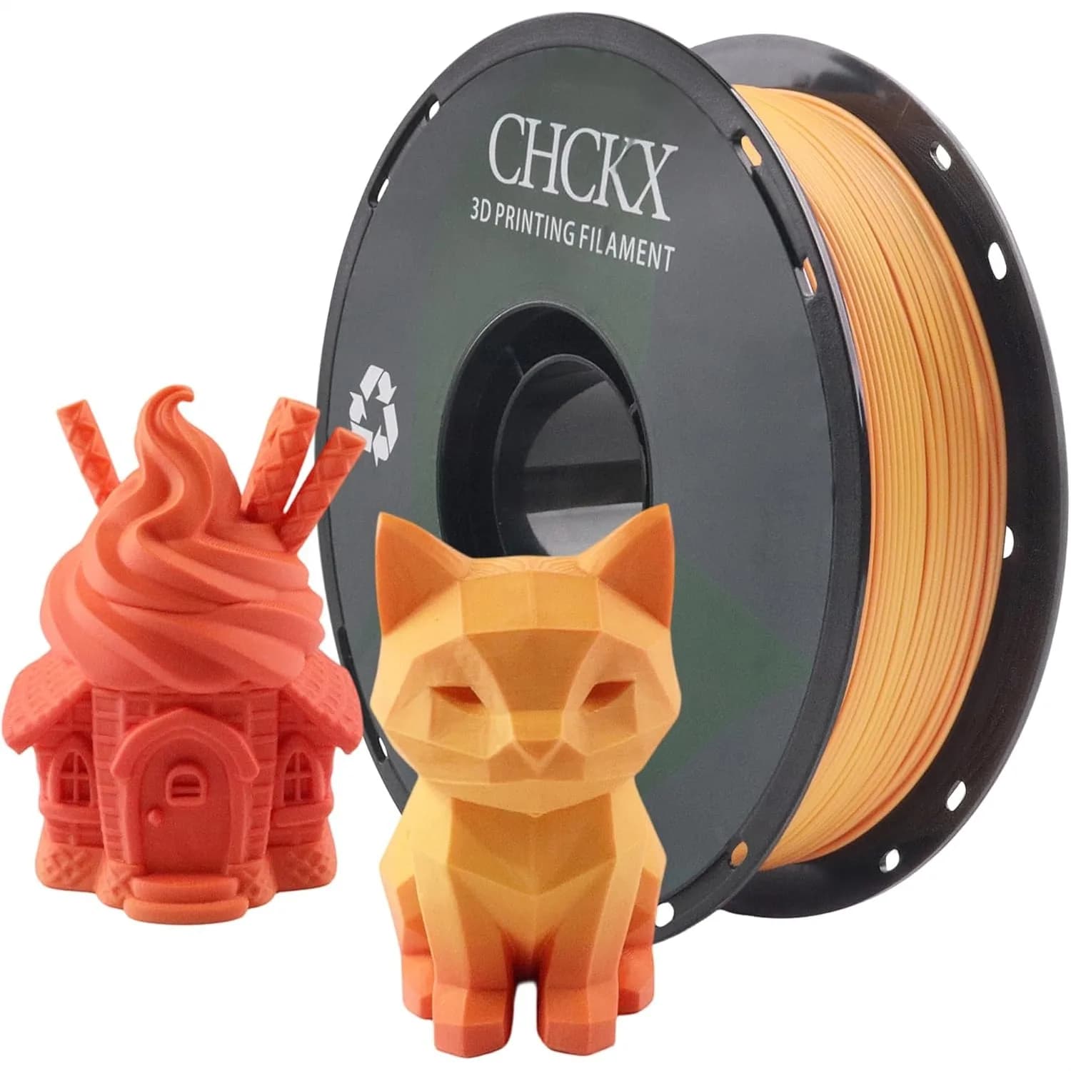 Filamento PLA Opaco Arcobaleno per Stampanti 3D, 1.75mm, Bobina da 1KG, Gradiente per Stampanti FDM, Arancione Autunnale