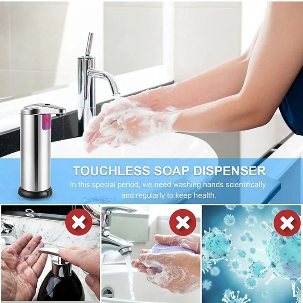 Nuovo Dispenser Automatico di Sapone in Acciaio Inox, Impermeabile, Elettrico con Sensore Intelligente, Dispenser di Disinfettante per Mani per Bagno