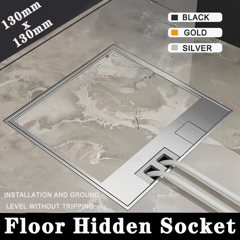 Ultra-thin stainless steel invisible floor socket incorporated into the floor with standard UK US EU BR FR