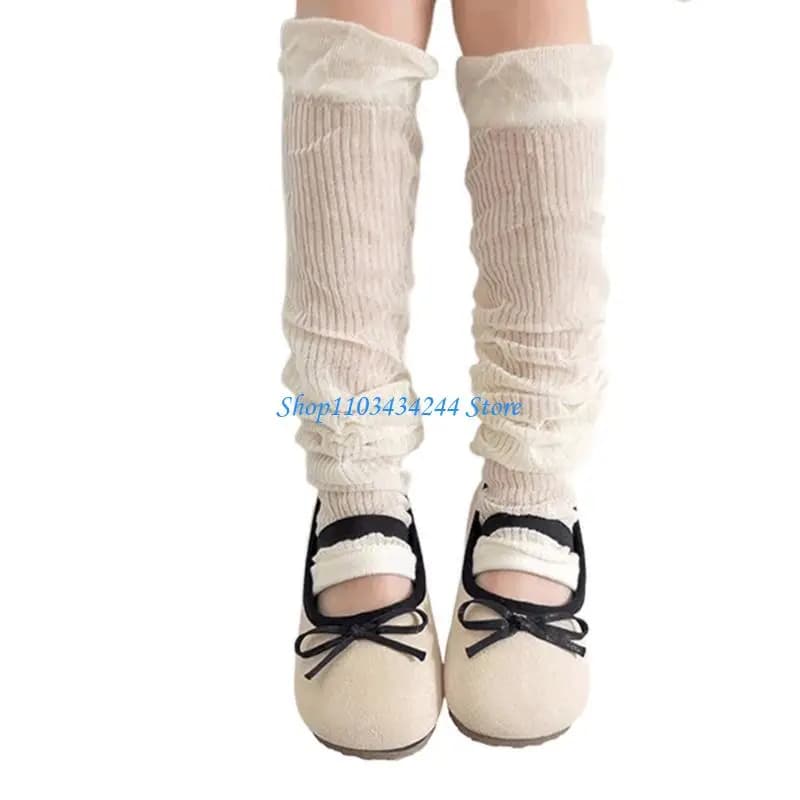 Custodia per gambe sottili primaverili Calzini ammucchiati traspiranti Calzini per polpacci Copricalzini stile balletto Manica