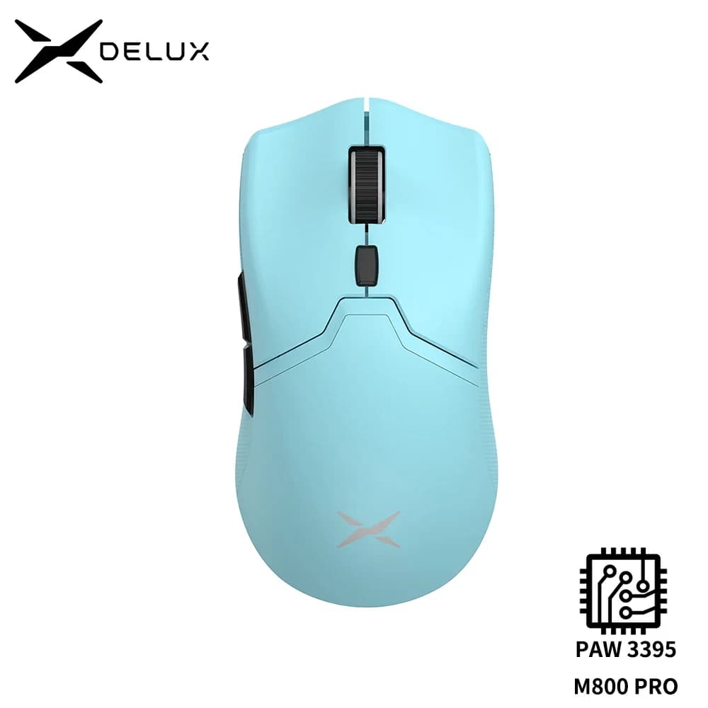 Delux M800PRO Mouse da gioco connessione Tri-Mode Wireless PAW3395 26000DPI 6 pulsanti programmabili Mouse Macro colorati per PC Gamer