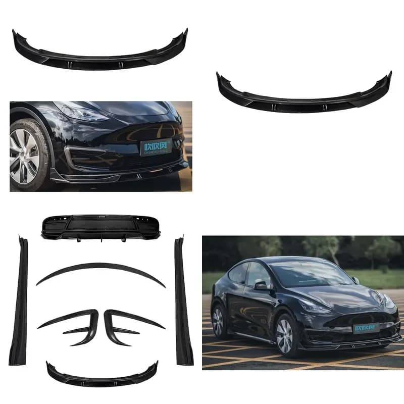 2026 Hot Sale Car Parts Body Kit Dry Carbon Fiber Front Bumper Lip Spoiler Splitter Diffuser for Model Y 2021-UP