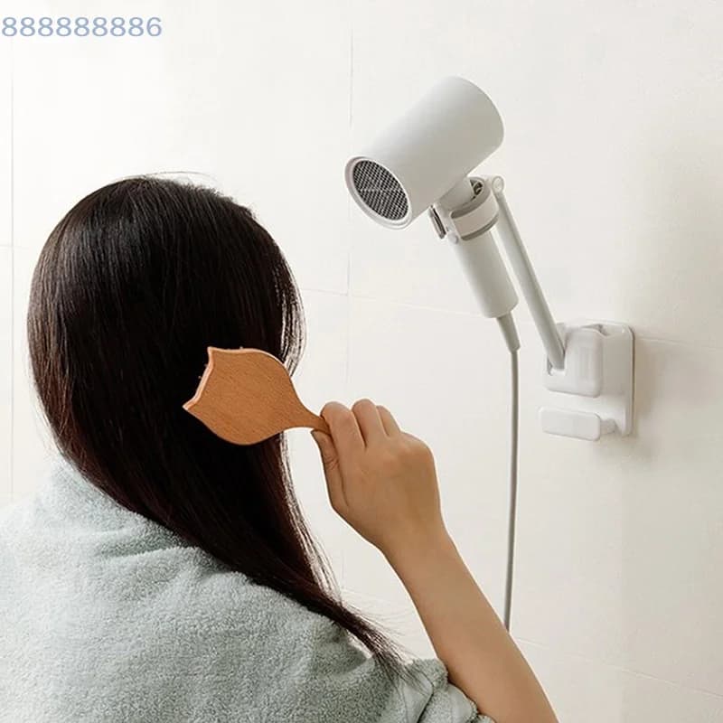 [B]Hair Dryer Holder Non-Drilling Wall-Mounted Hair Dryer Stand For Bathroom Wall Mounted Lazy Storage Stand Rack Shelf
