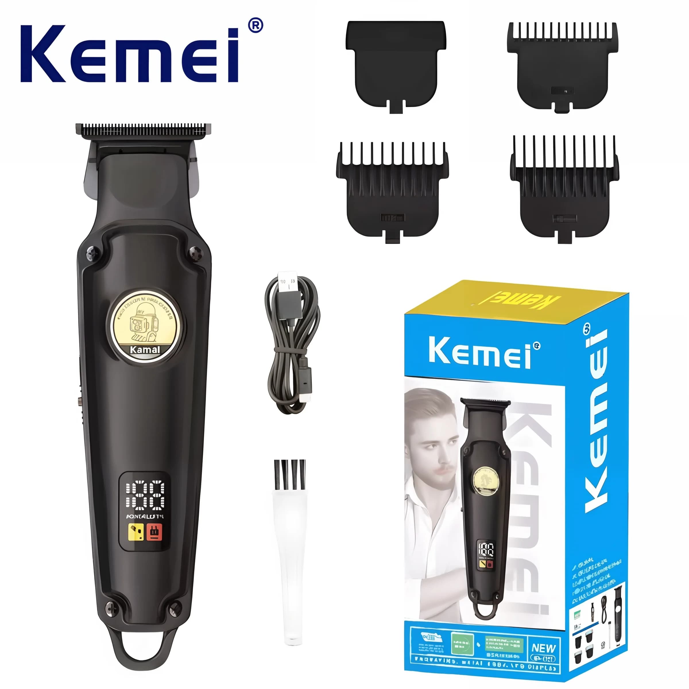 Kemei KM-2371 Men's Home Electric Haircut LCD Display Adjustable Body Hook for Easy Storage