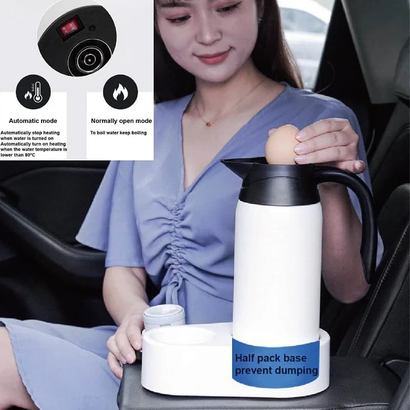 Car Electric Kettle 12V/24V Truck Large Capacity Universal 304 Stainless Steel Teapot Hot Kettle Rapid Boiling Kettle 800ml