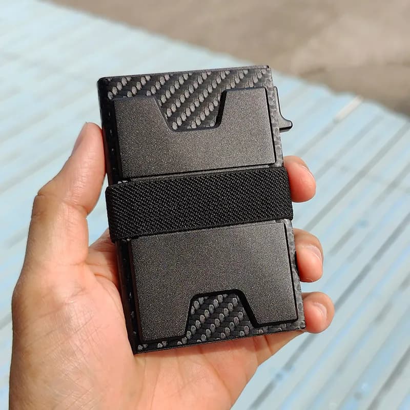 Portafoglio pop-up sottile, porta carte di credito minimalista per uomini e donne Mini custodia in metallo con blocco RFID, regalo per le vacanze