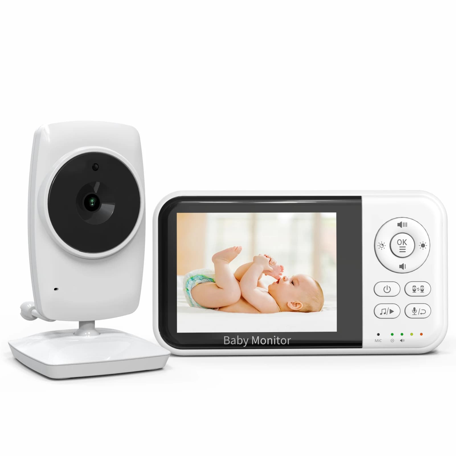 Videocamera wireless per baby monitor da 3,2 pollici con zoom 2x Visione notturna Monitoraggio della temperatura Audio bidirezionale Conversazione Telecamera di sicurezza per baby sitter