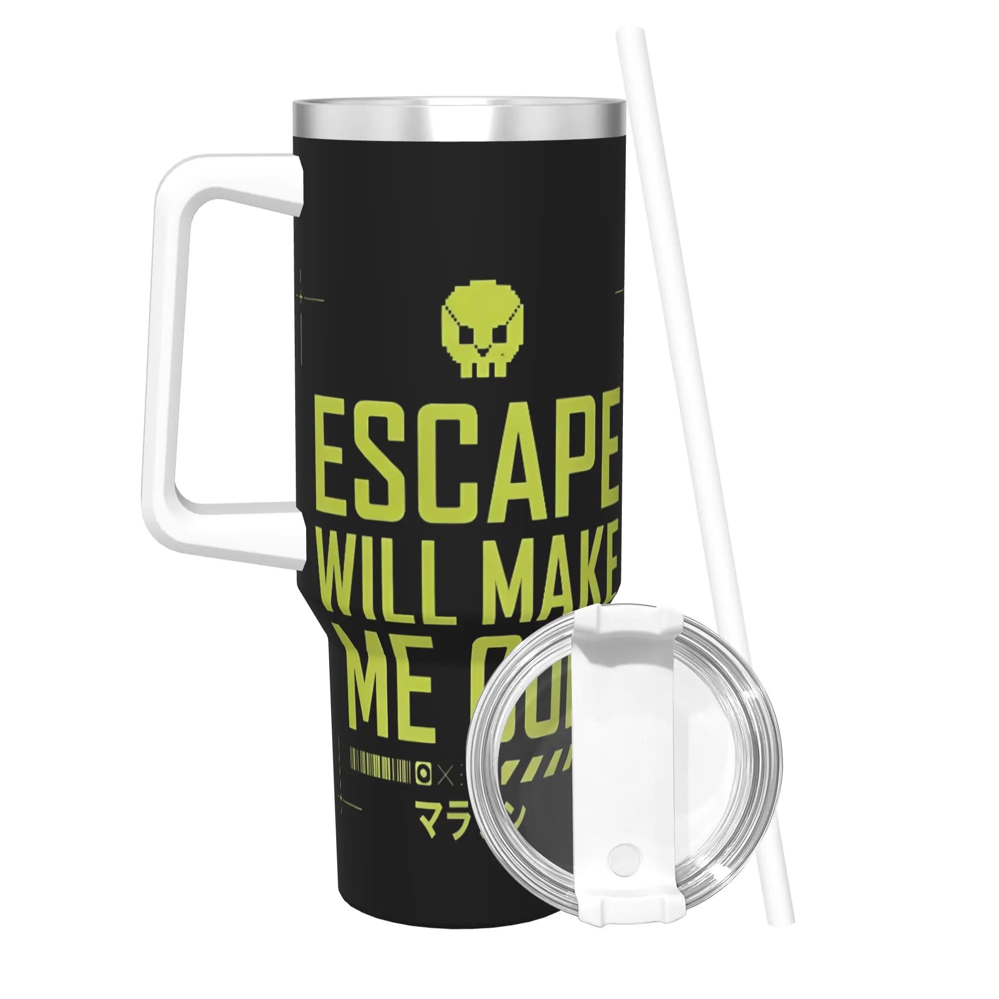 Tazza Termica Game Marathon con Coperchio e Cannuccia, Bicchiere per Auto per Bevande Calde e Fredde, 40oz