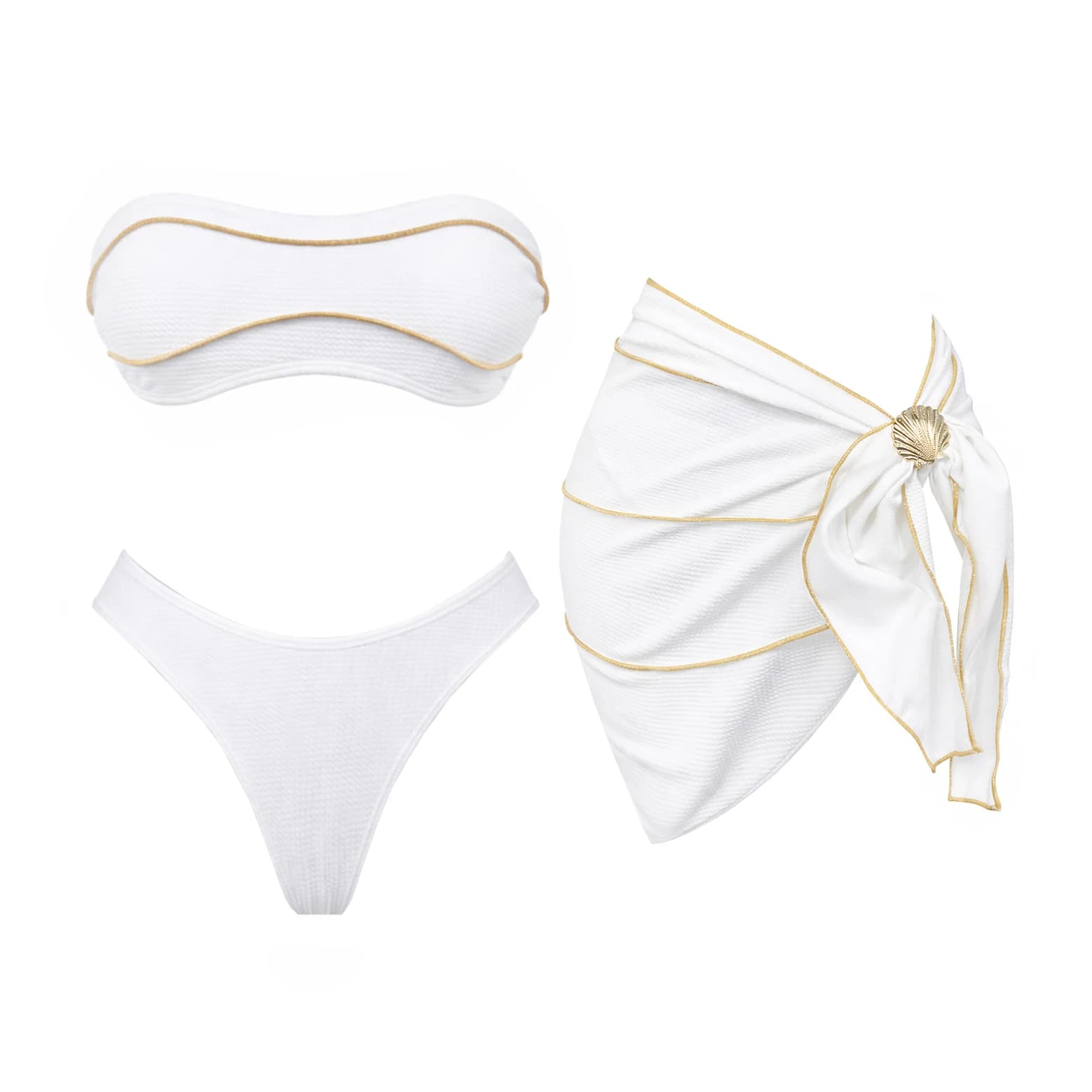 Bikini a Fascia 3 Pezzi Donna Sexy Patchwork Micro Bikini Push-Up Costume da Bagno Abbigliamento Mare Biquini