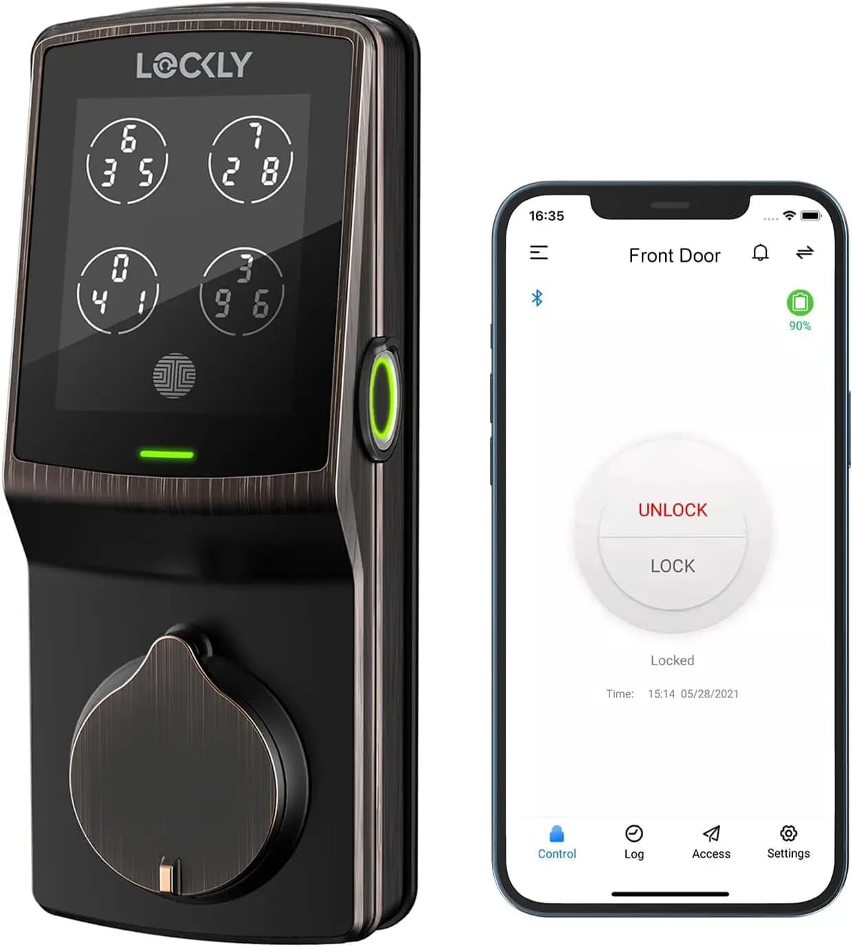 Serratura Intelligente Bluetooth Secure Pro, Accesso Senza Chiave con PIN Genie ® Tastiera digitale, sensore biometrico 3D per impronte digitali, porta d'ingresso L
