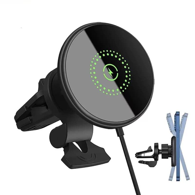 Magnetic Phone Support with Wireless Charger for Car, Compatible with iPhone 17 16 15 14 13 12 Pro Max, Rapid Charging Station