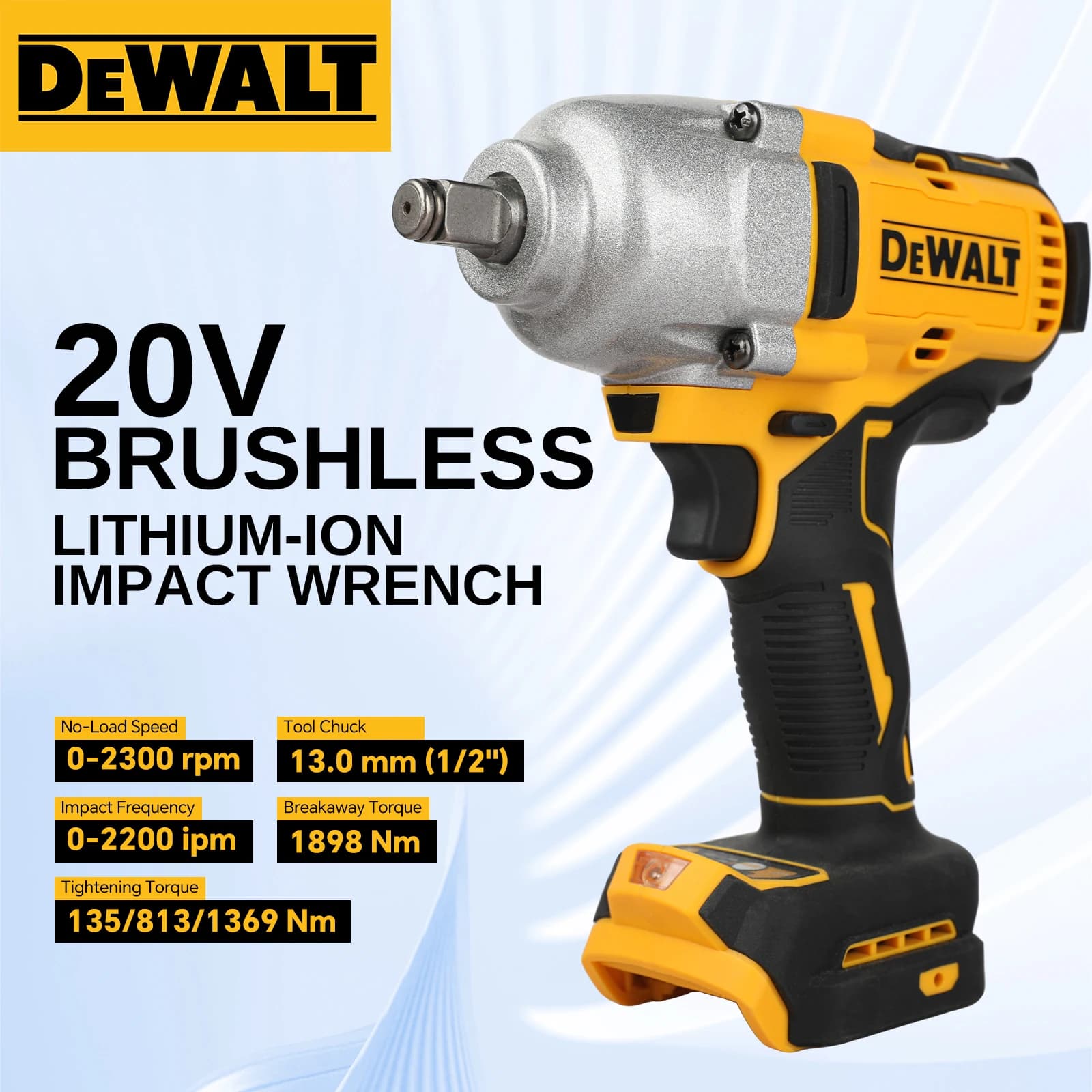 DEWALT DCF900 Kit Brushless Cordless High Torque Impact Wrench With Hog Ring Anvil 20V Power Tools With Battery Charger