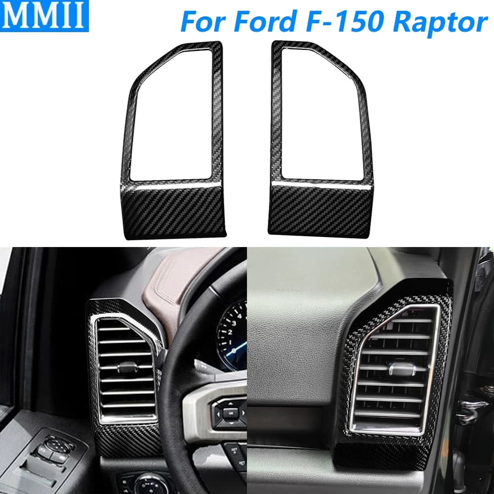 For Ford F-150 Raptor 2015-2020 Real Carbon Fiber Both Sides Dashboard Air Vent Trim Covering Car Editing Accessories