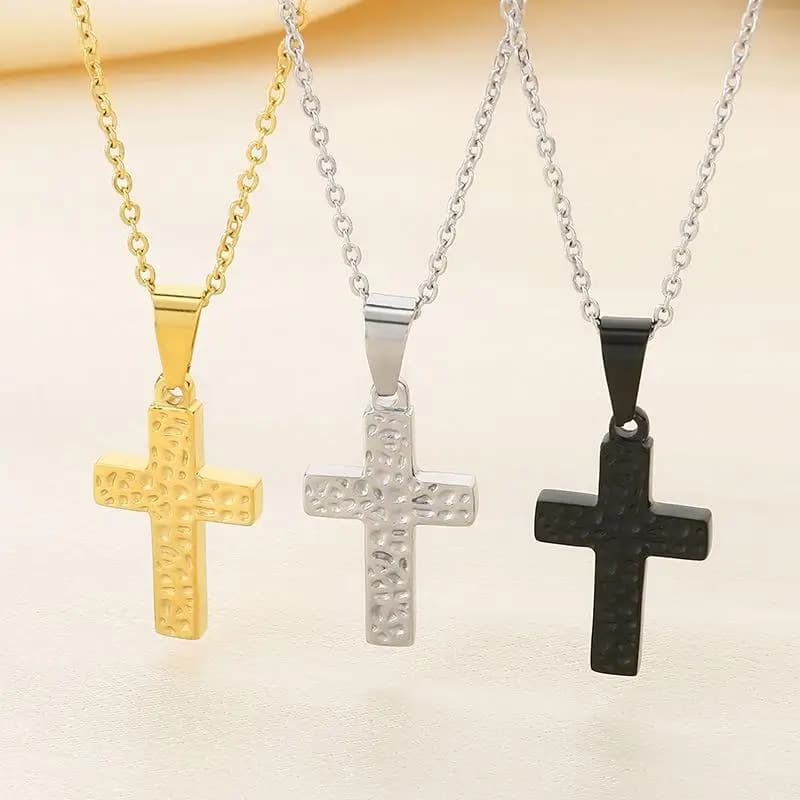 Stainless Steel Hammered Texture Pendants For Men And Women Necklaces Religious Charm Jewelry