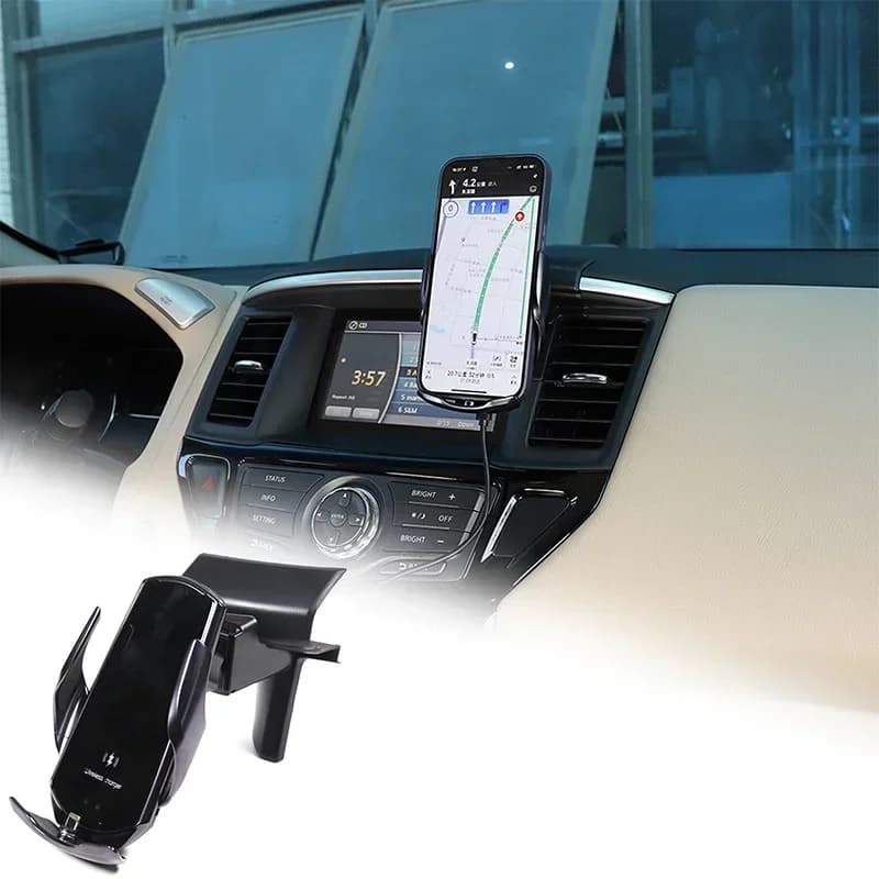 Supporto per telefono con ricarica wireless e navigatore GPS per schermo centrale auto Nissan Pathfinder 2013-2018, lato destro