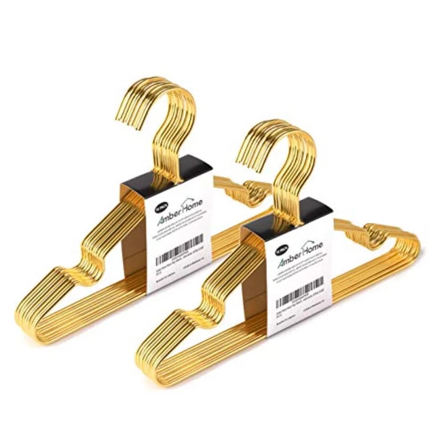 Pack of 20 12 inch gold coat hangers for newborns, sturdy metal coat hangers for wardrobes, for children's coats and pants