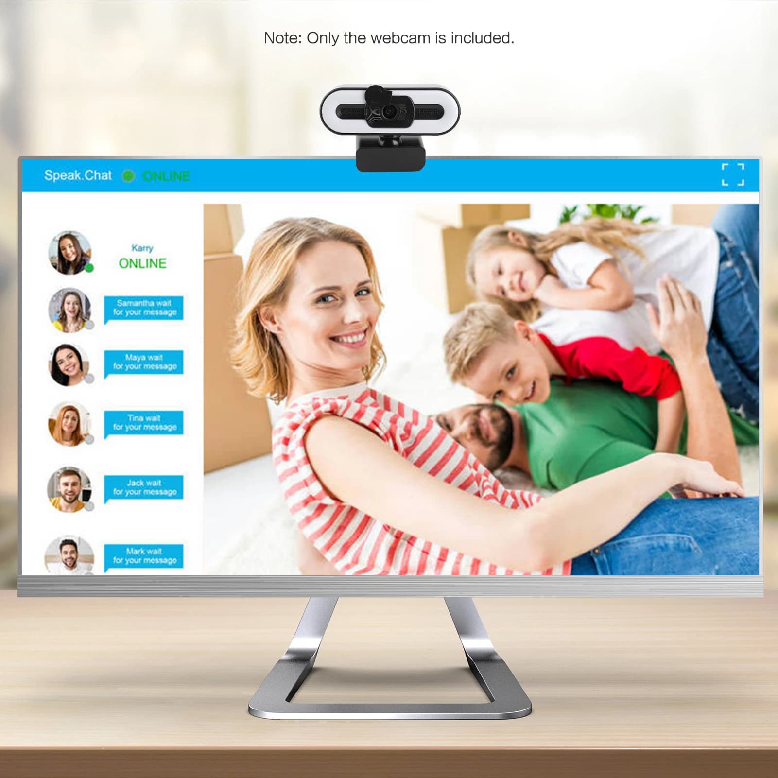 4K USB Webcam Plug and Play with Integrated Microphone and Lighting for Live Streaming, Video Calls, Videoconferences, Online Teaching