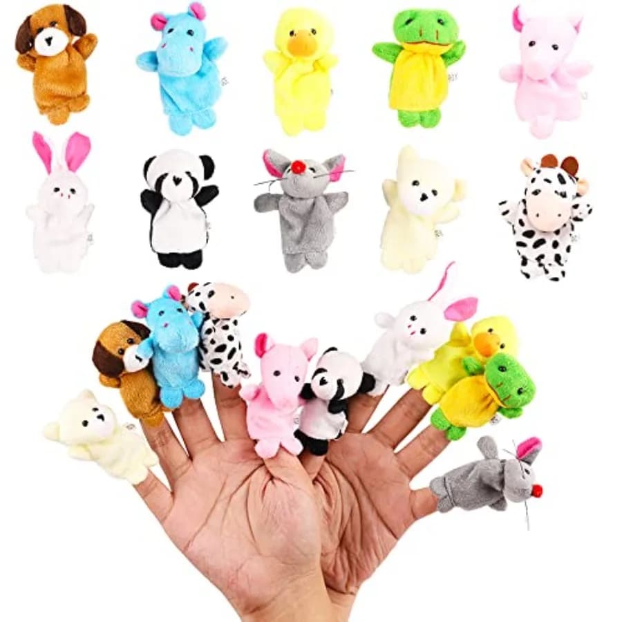 Set di 10 Marionette da Dito - Giocattoli Morbidi in Peluche a Forma di Animali, Assortimento di Mini Figure in Peluche per Bambini e Bambine