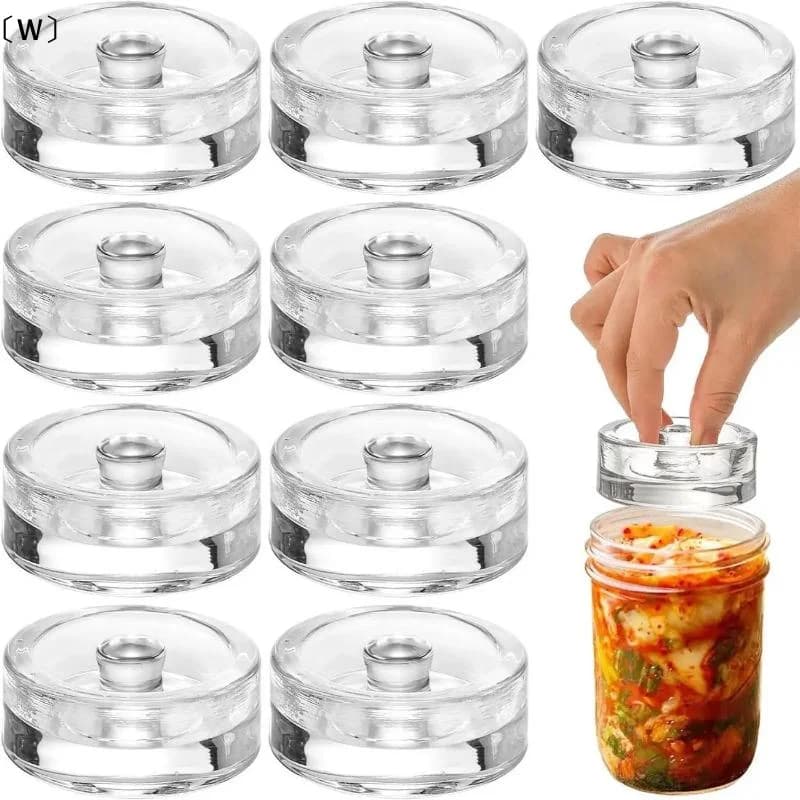 〔W〕1pcs Fermented Glass Weights Wide Mouth Jars Lids Kitchen Gadgets Sealed Storage Container Lids Cheese Fermentation
