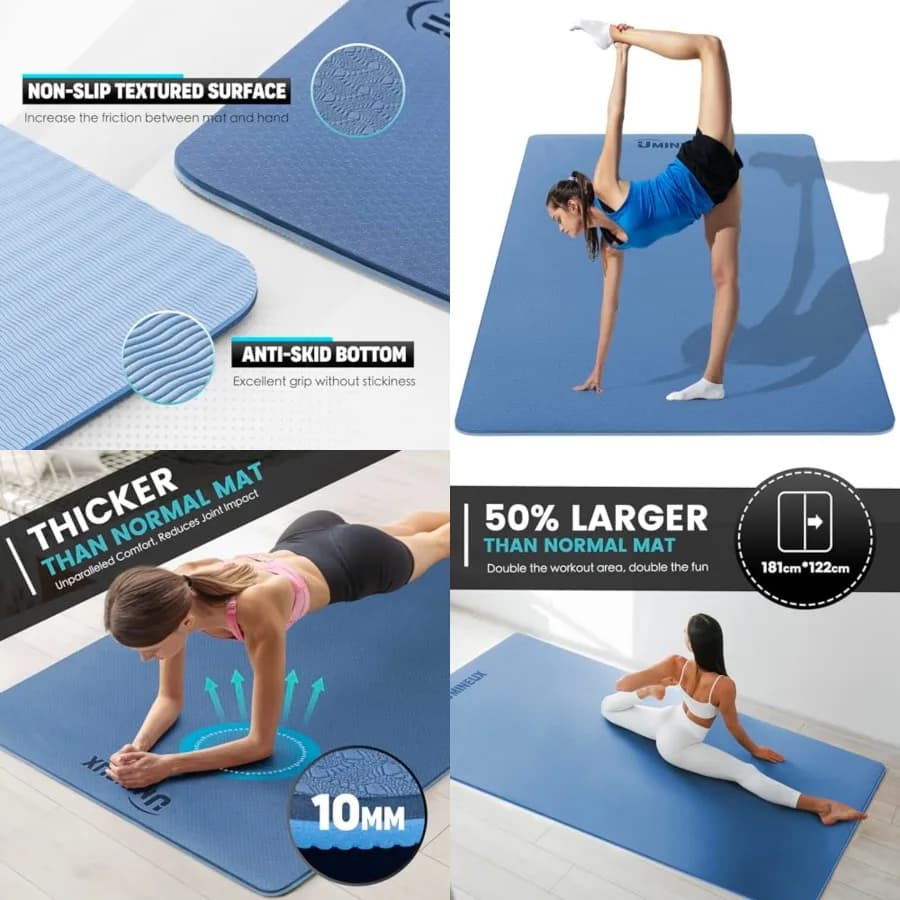 Tappetino Yoga Grande per Uomini e Donne, Spessore Extra 1/4 2/5 Pollici, Tappetino Fitness in TPE per Palestra Domestica, Antiscivolo, Ecologico
