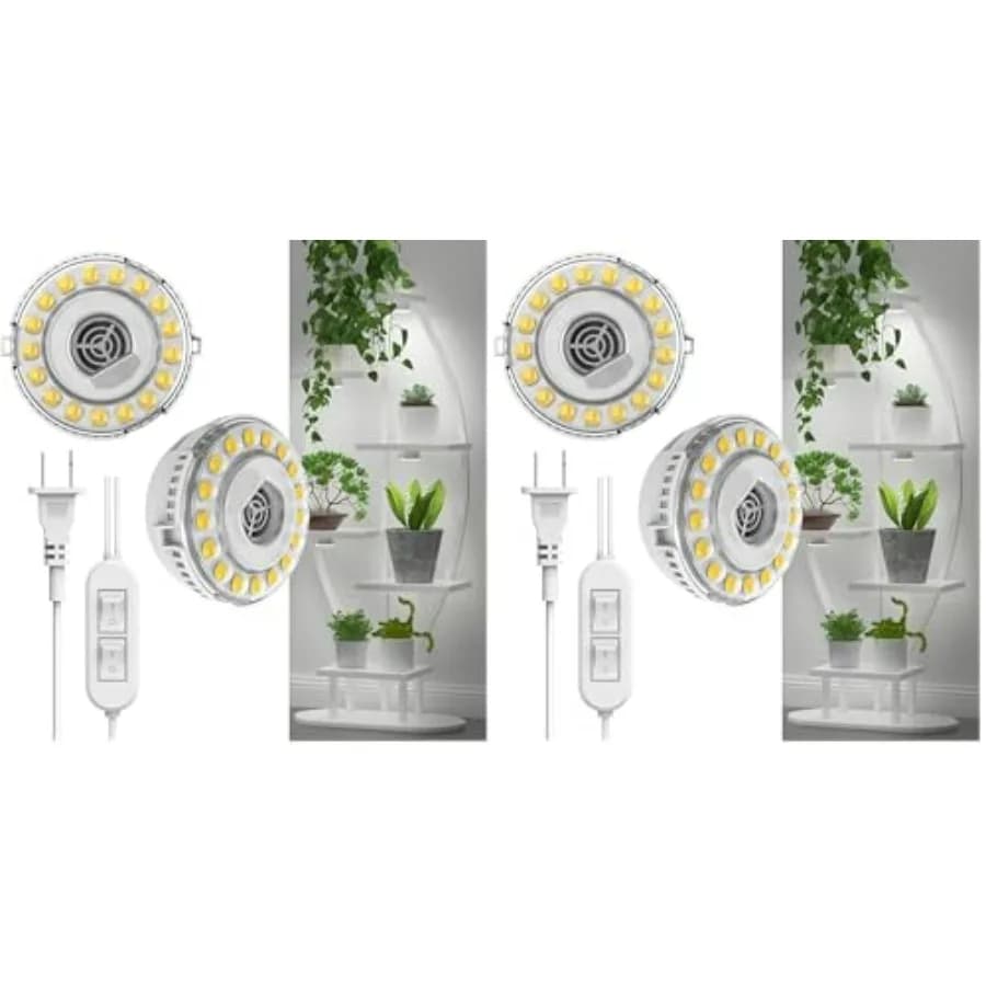 Lampada LED per Coltivazione 10W (equivalente a 150W) a Spettro Completo, a 2 Teste, con Tecnologia in Ceramica, Luci Sospese con Interruttore ON/OFF per Piante