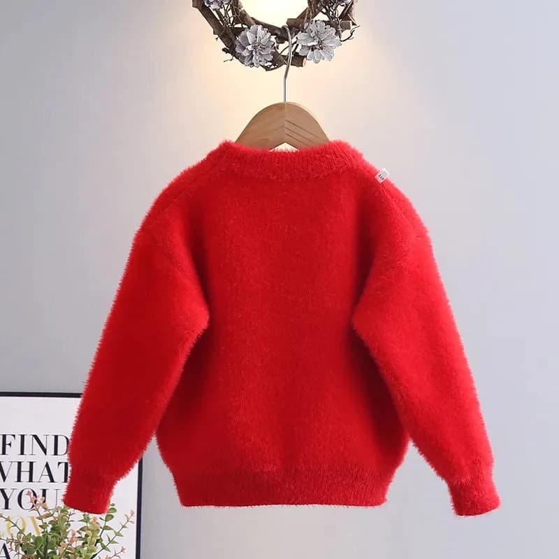 Orso di Natale visone cashmere per bambini autunno inverno pullover lavorato a maglia ragazzi ragazze peluche caldo maglieria moda maglione rosso