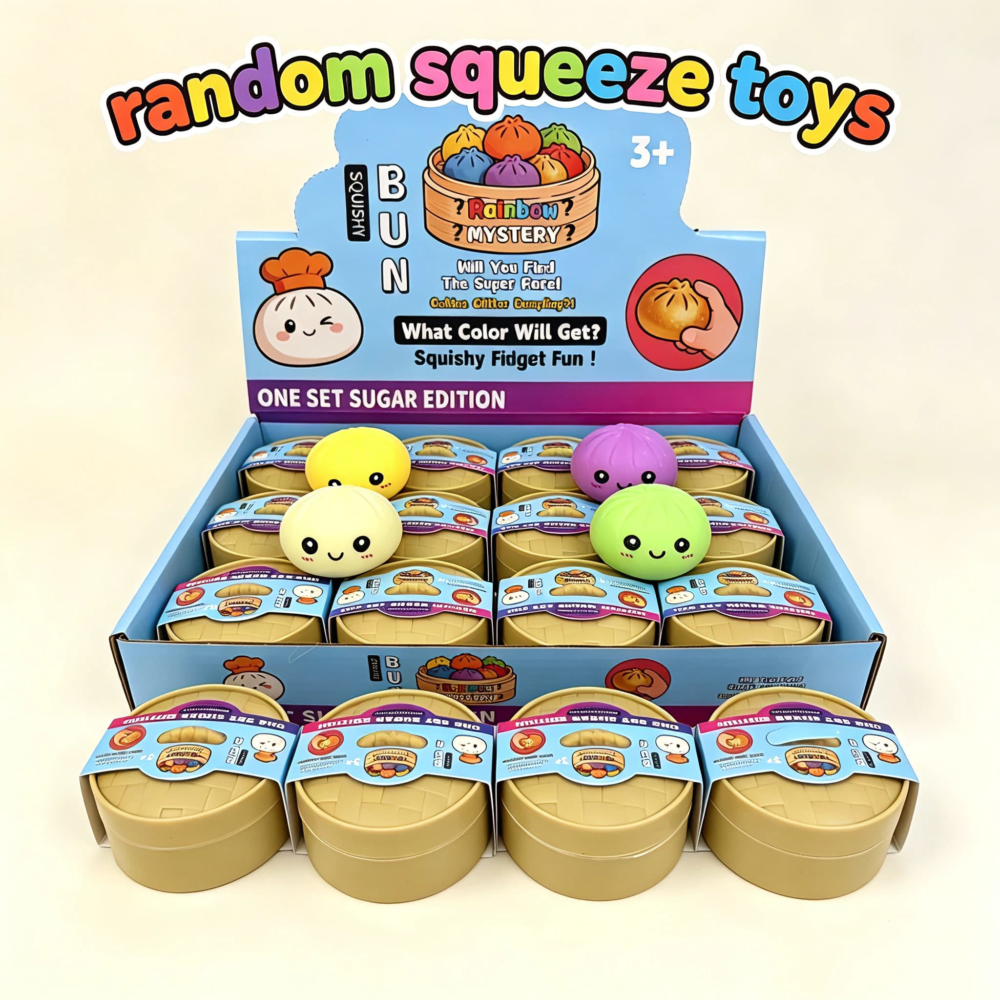 2026 HOT Colorful Simulated Steamed Bun Squishy Blind Box 1-6pcs with Dumpling Sensory Squeeze Toy for Stress Relief