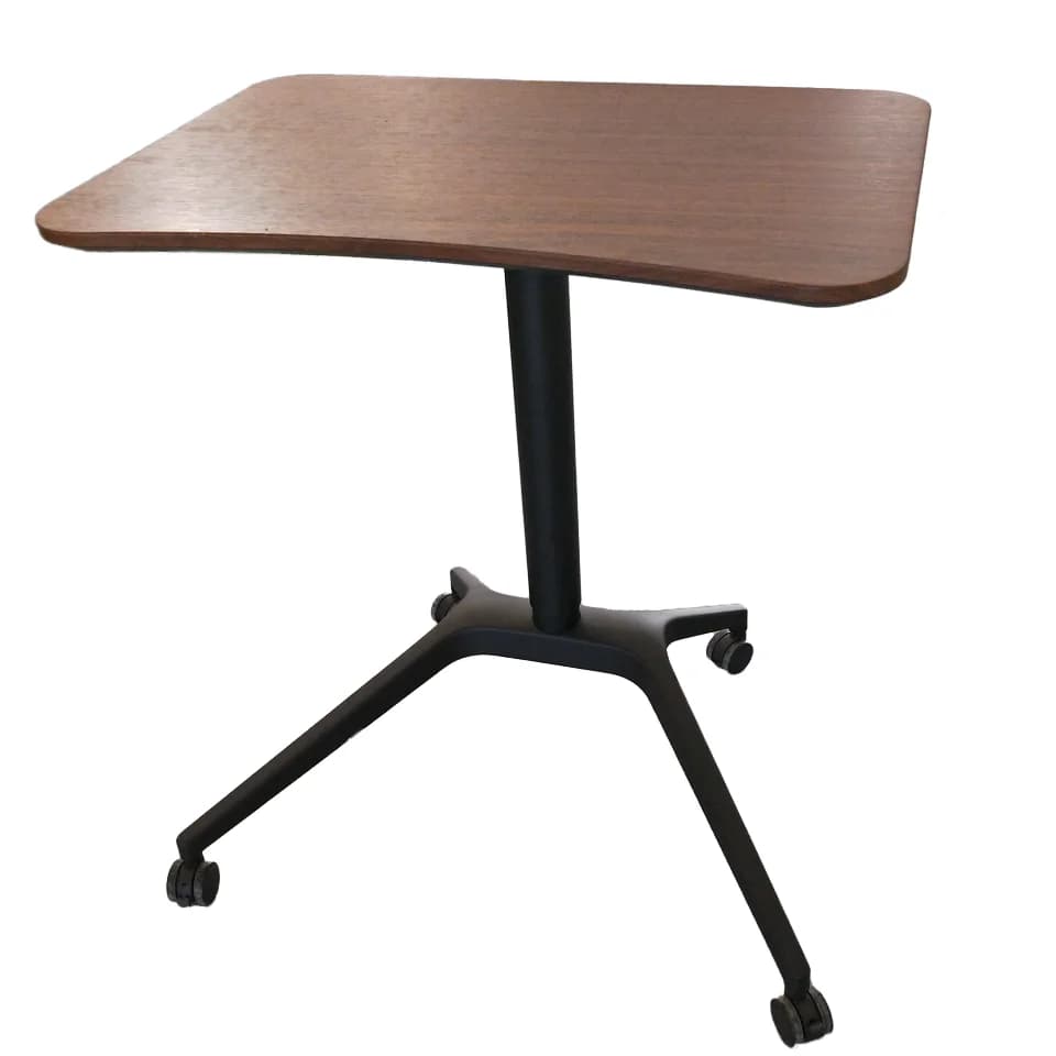 Pneumatic Adjustable Height Convertible Extendable Wooden Laptop Desk Sit Stand Mobile Ergonomic Design Modern Brown Excellent