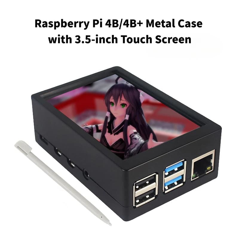 For Raspberry Pi 3.5 Inch Touchscreen Display Integrated Metal Case with Cooling Fan Support for 4B 4th Generation