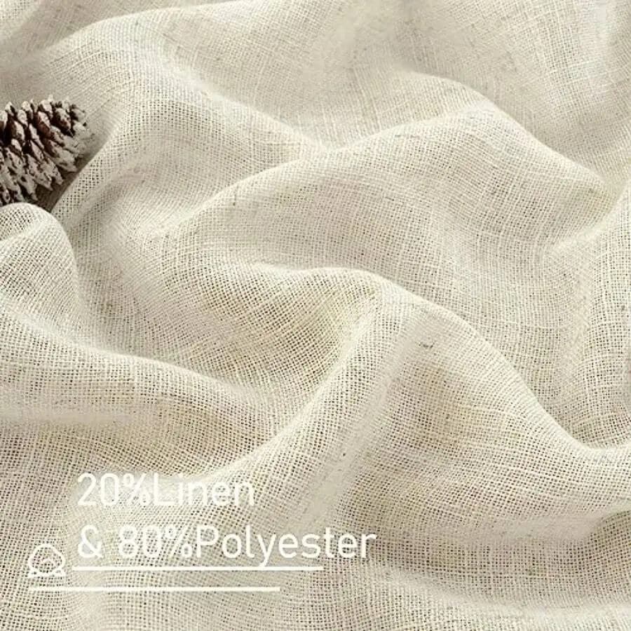 Natural Ivory Linen Semi Sheer Curtains 84 Inch Length Cream Light Filtering Soft Thick Neutral Living Room Drapes With Bronze