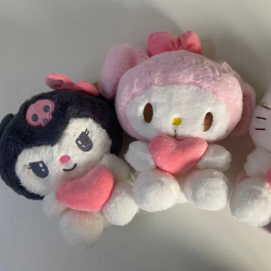 Cuscino Sanrio Hello Kitty Kuromi 22cm, Peluche KT, Giocattoli Morbidi per Ragazze, Animali di Peluche, Cuore My Melody, Cinnamoroll, Bambole Imbottite, Regali