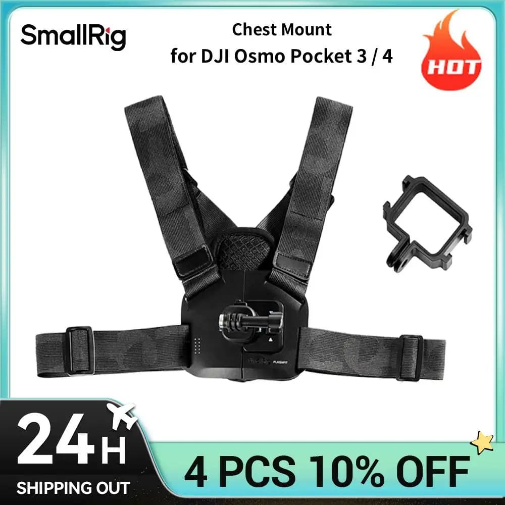 Supporto da petto SmallRig per DJI Osmo Pocket 4 / 3, supporto da petto a sgancio rapido per action camera con cinturino regolabile 6050