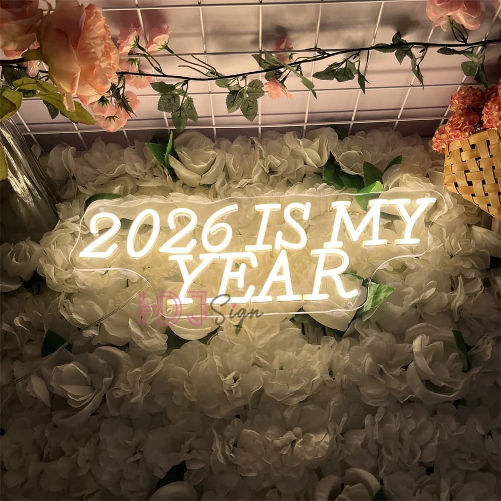 2026 Capodanno Neon LED Neon Decorazione della parete della camera da letto Forniture per feste di Capodanno Alimentato tramite USB Felice Anno Nuovo Decorazione Regalo
