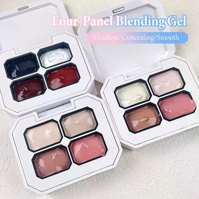Palette di Gel per Nail Art in 4 Colori Nude, Gel UV per Manicure Francese, Smalto Olografico, Strumento per Salone