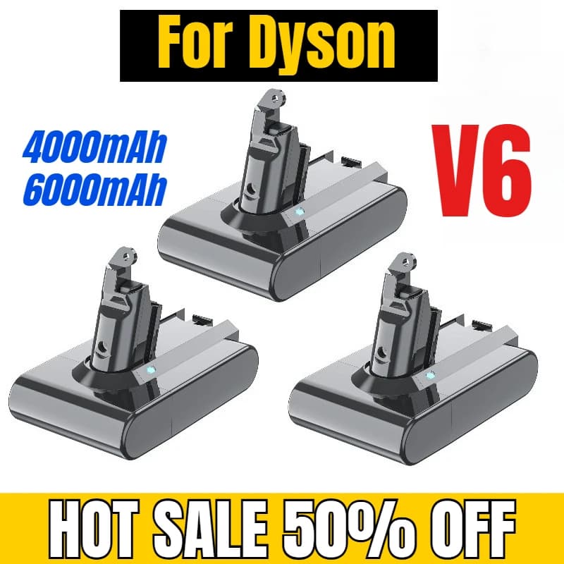 Batteria per aspirapolvere senza fili Dyson V6 da 21,6 V 6000 mAh