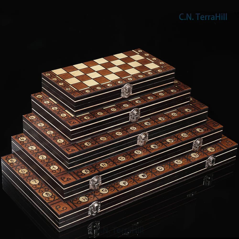 3-in-1 Magnetic Wooden Chess Set Foldable Portable Educational Board Game for Kids Travel Family