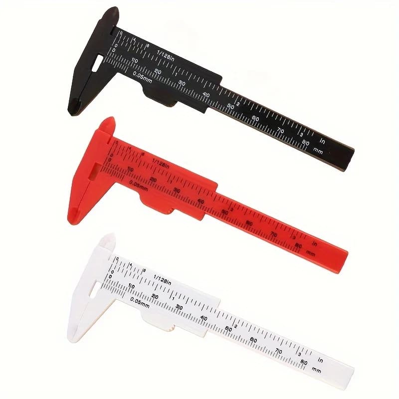 3-Pack Plastic Vernier Calipers Set - Dual Scale Gauge Micrometer Measuring Tool Metric & Imperial - No Assembly & Battery-Free