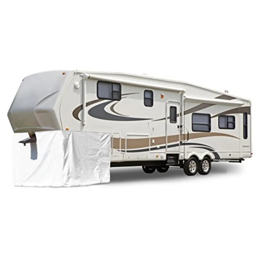 5TH Wheel Skirt Polar White 64x266 outdoor trailer cover, weatherproof polyester fabric, easy to install