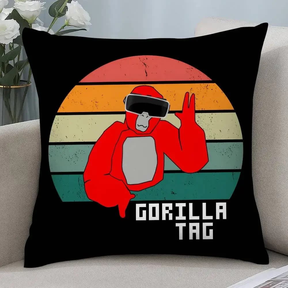 Cool G-Gorilla TagS Federa per cuscino corta in peluche con stampa fronte-retro Fodere per cuscini quadrati Divano Decorazione per cuscino per la casa